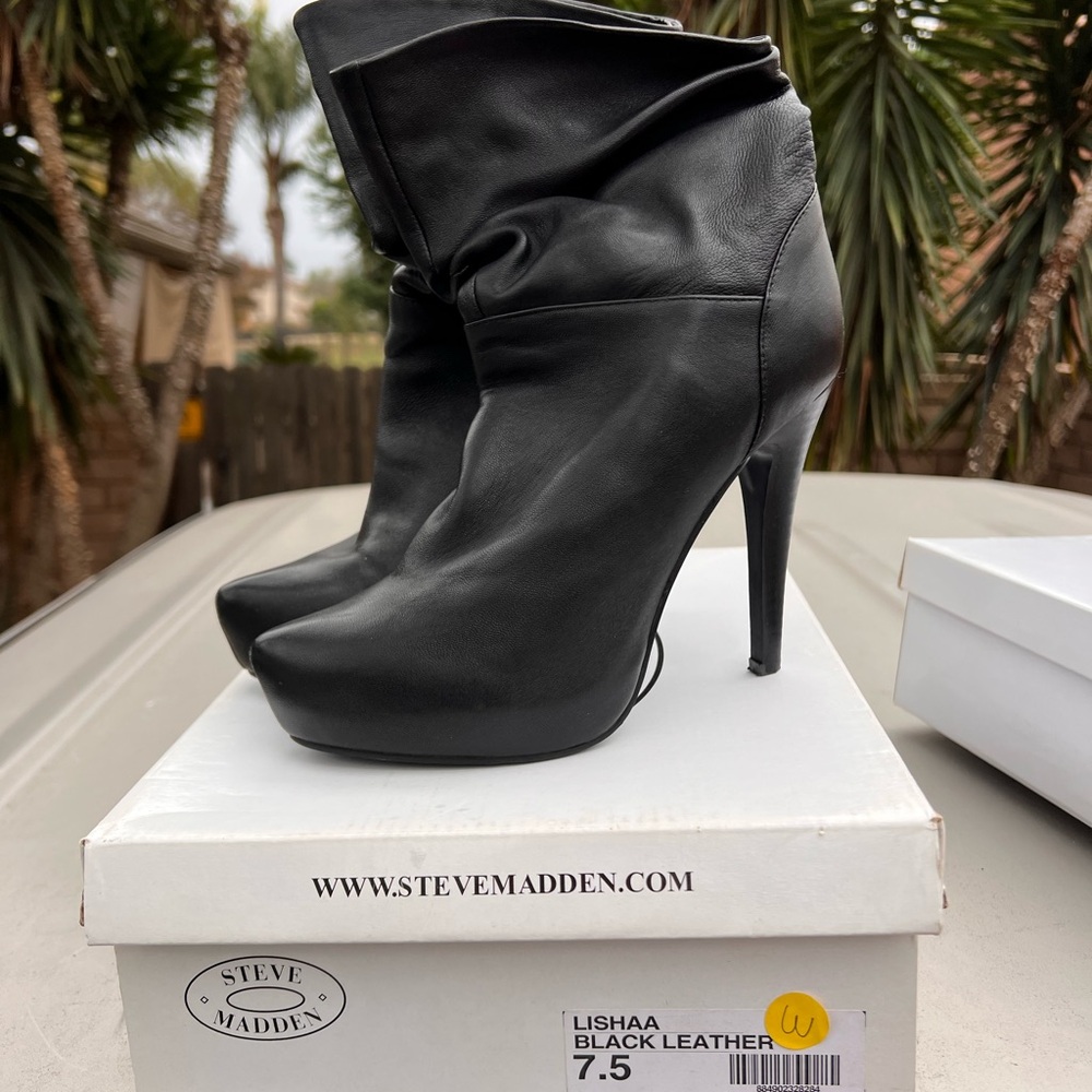 Steve Madden Black Slouch Ankle Boots